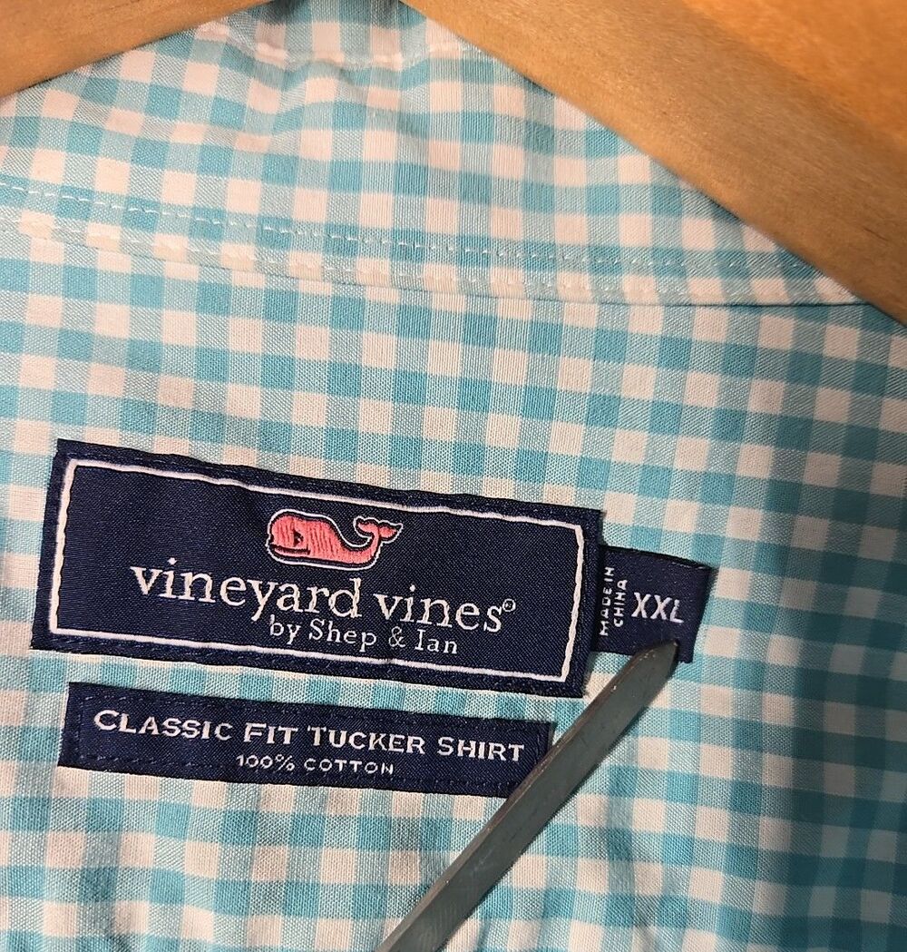 Vineyard Vines Shirt Mens XXL Green Check Tucker Classic Fit Long Sleeve Gingham - Picture 4 of 13